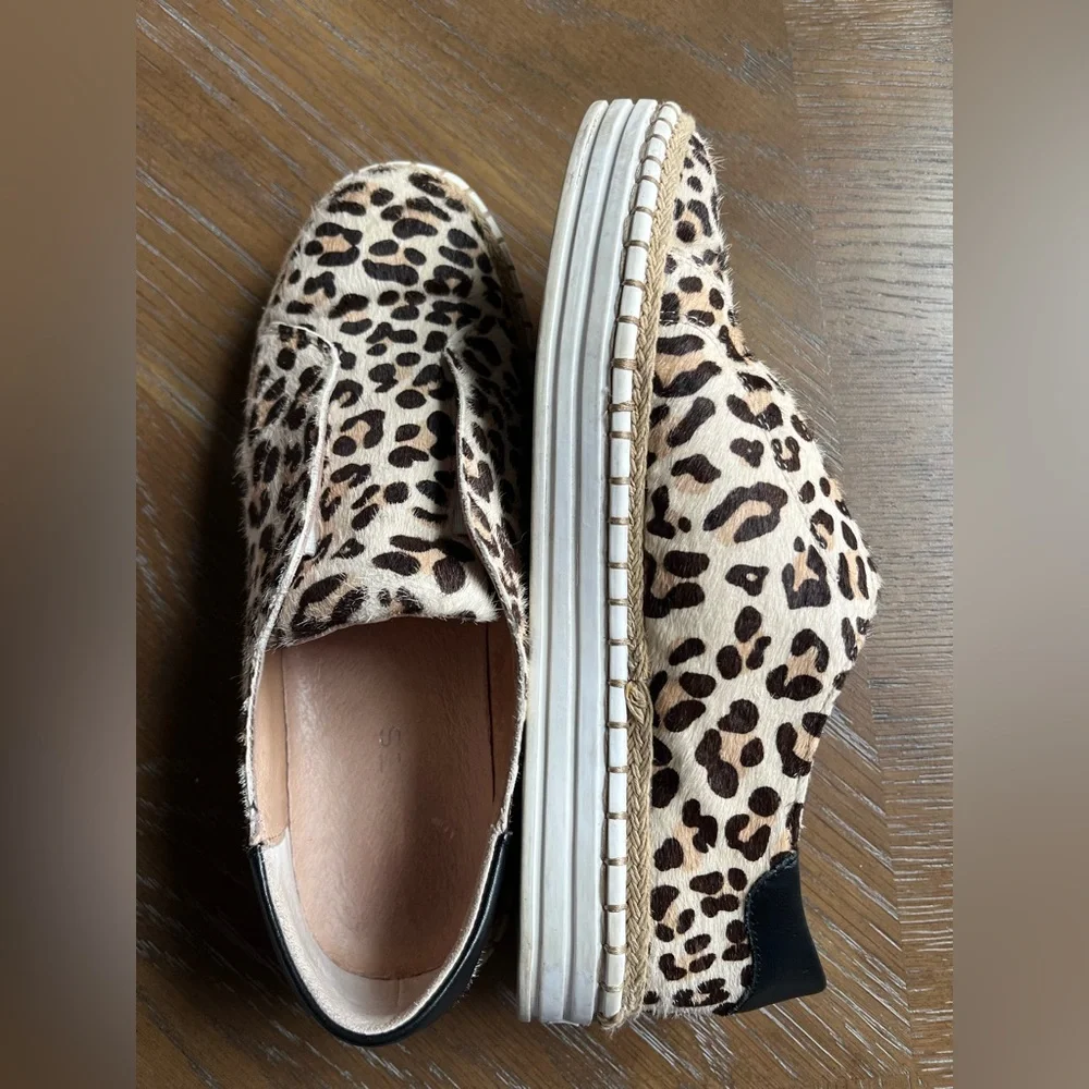 Anthropologie J Slides Leopard Print Leather Slip On Shoes Size 7.5 - Picture 10 of 11